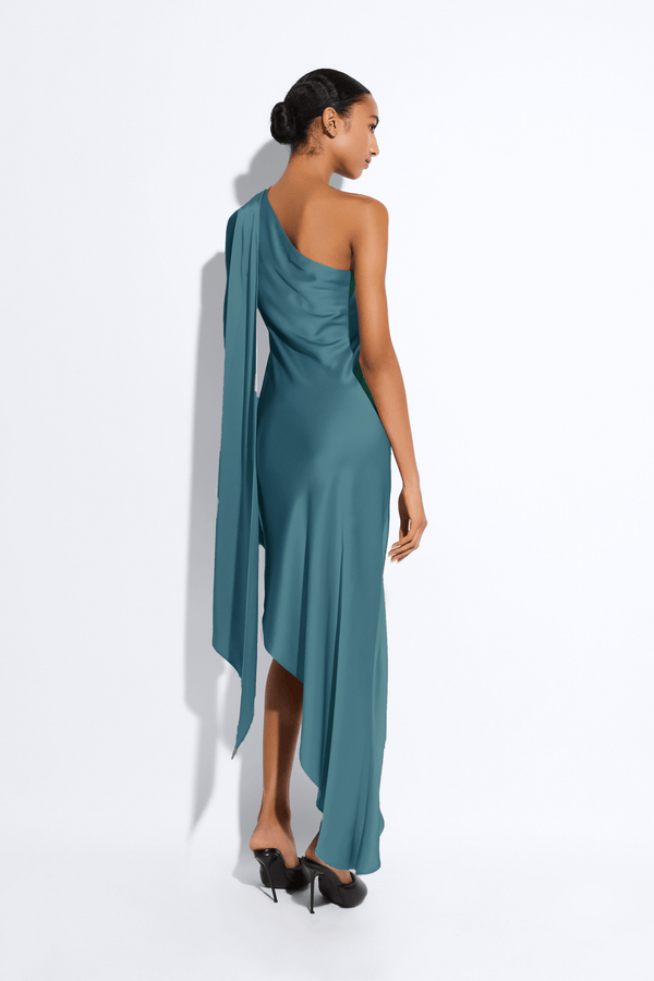 Sally Lapointe Satin One Shoulder Dress