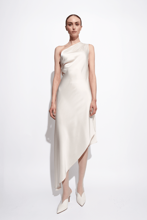 sally lapointe Satin One Shoulder Dress