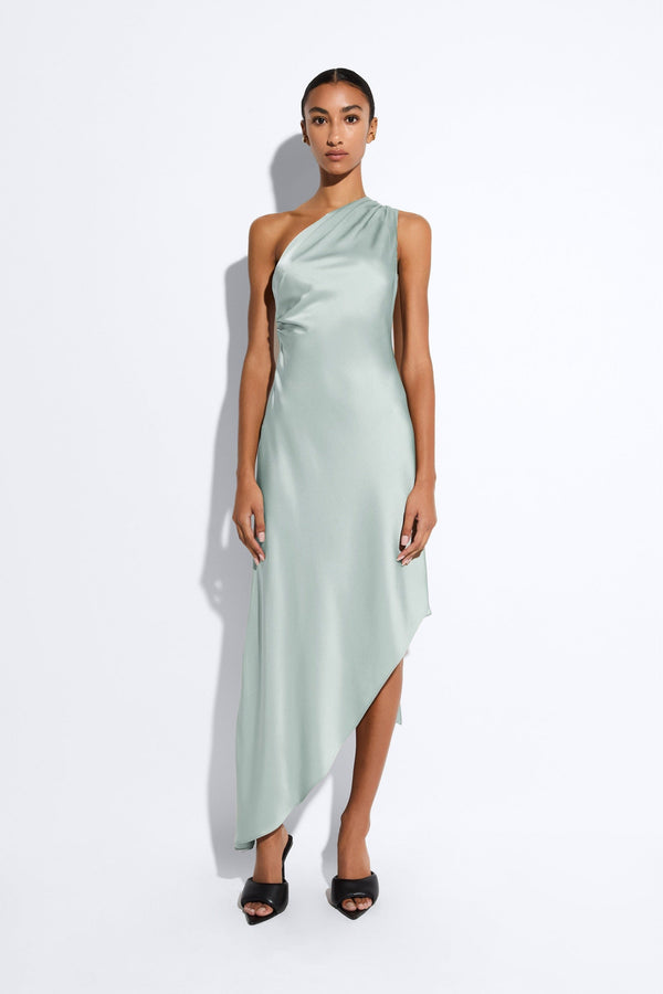 Sally Lapointe Satin One Shoulder Dress