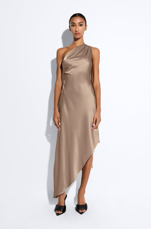 Sally Lapointe Satin One Shoulder Dress