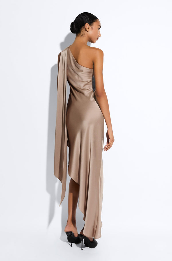 Sally Lapointe Satin One Shoulder Dress