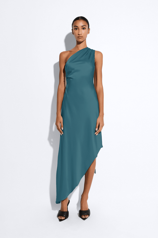 sally lapointe Satin One Shoulder Dress