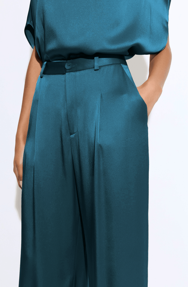 Sally Lapointe Satin Relaxed Pleated Pant