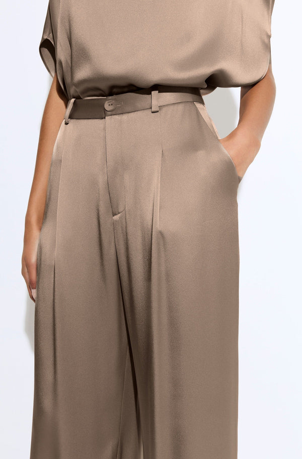 Sally Lapointe Satin Relaxed Pleated Pant