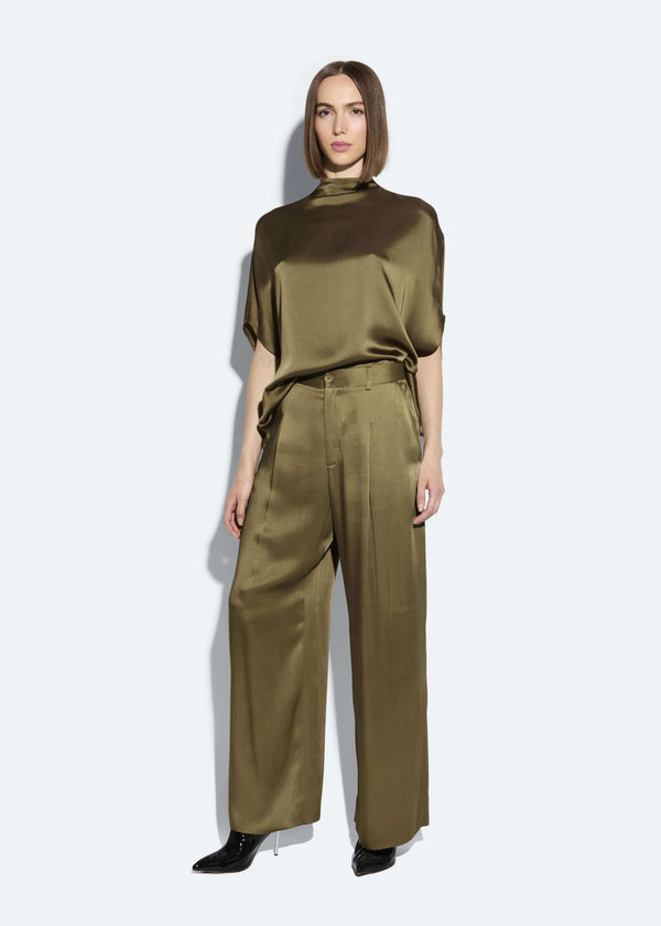 Sally Lapointe Satin Relaxed Pleated Pant