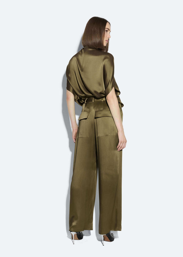 Sally Lapointe Satin Relaxed Pleated Pant