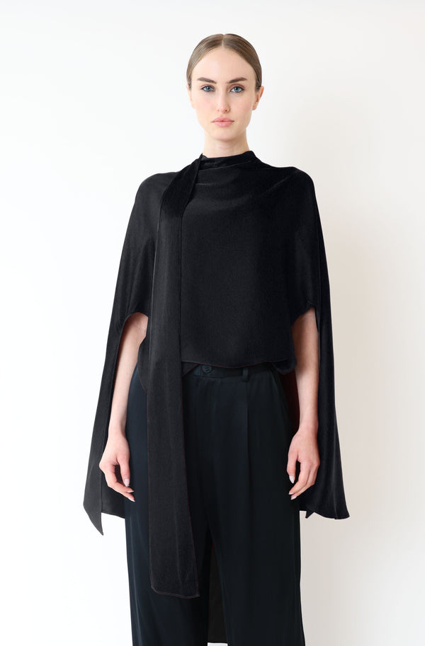 Sally Lapointe Satin Scarf Cape Top