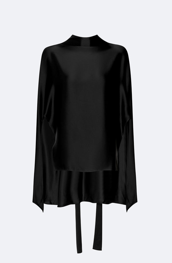 Sally Lapointe Satin Scarf Cape Top