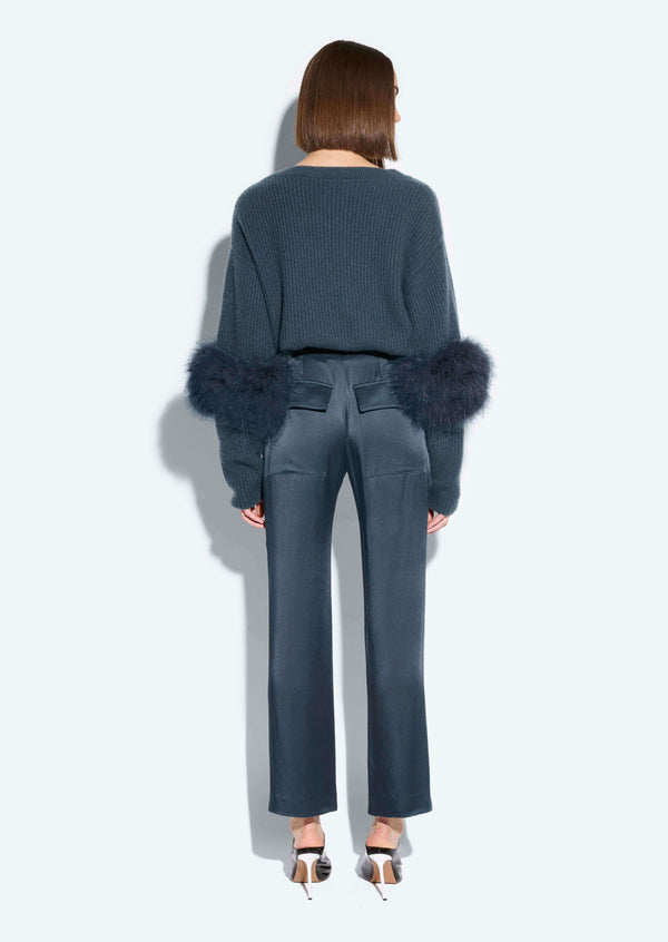 Sally Lapointe Satin Tapered Pleated Pant