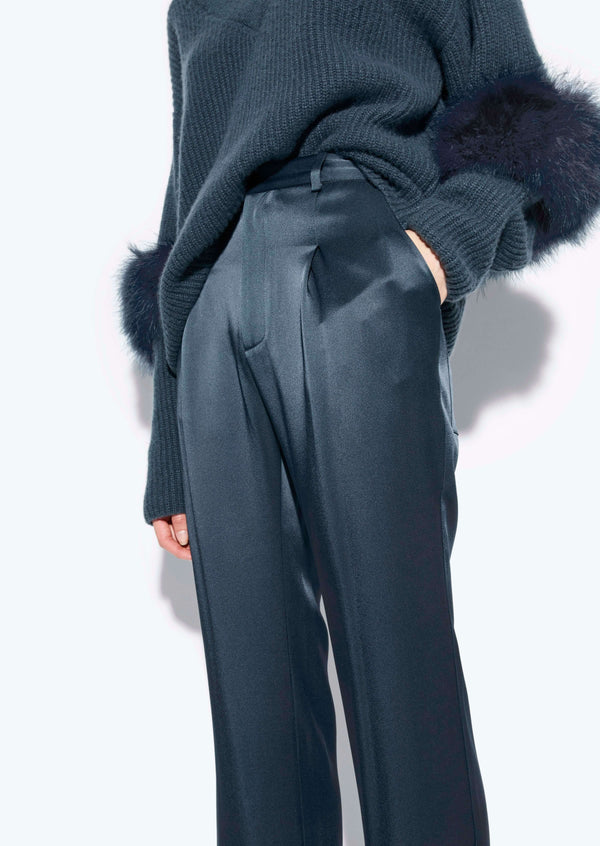 Sally Lapointe Satin Tapered Pleated Pant