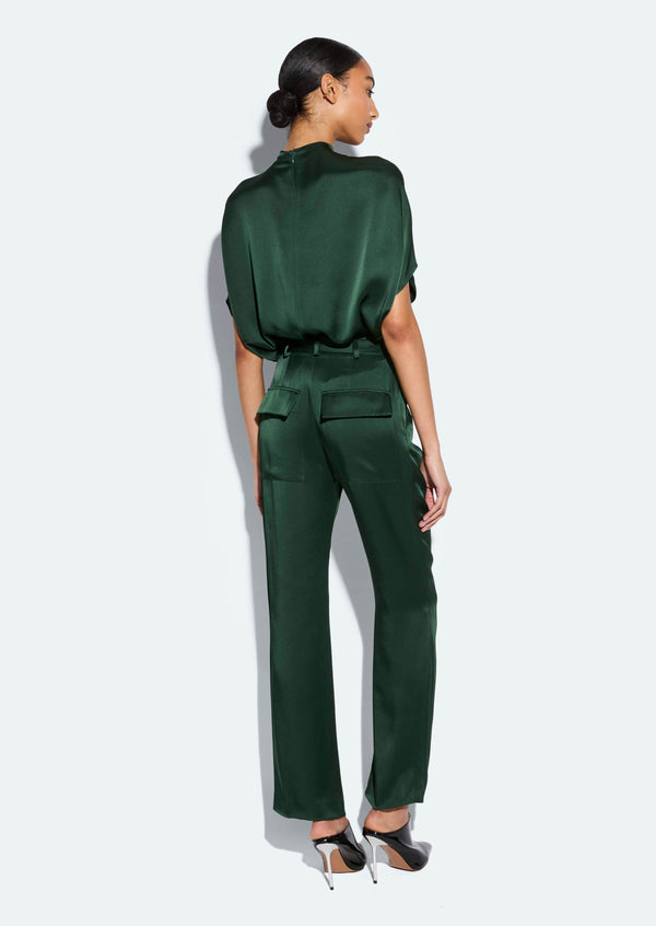 Sally Lapointe Satin Tapered Pleated Pant