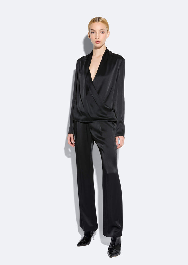 sally lapointe Satin Tapered Pleated Pant