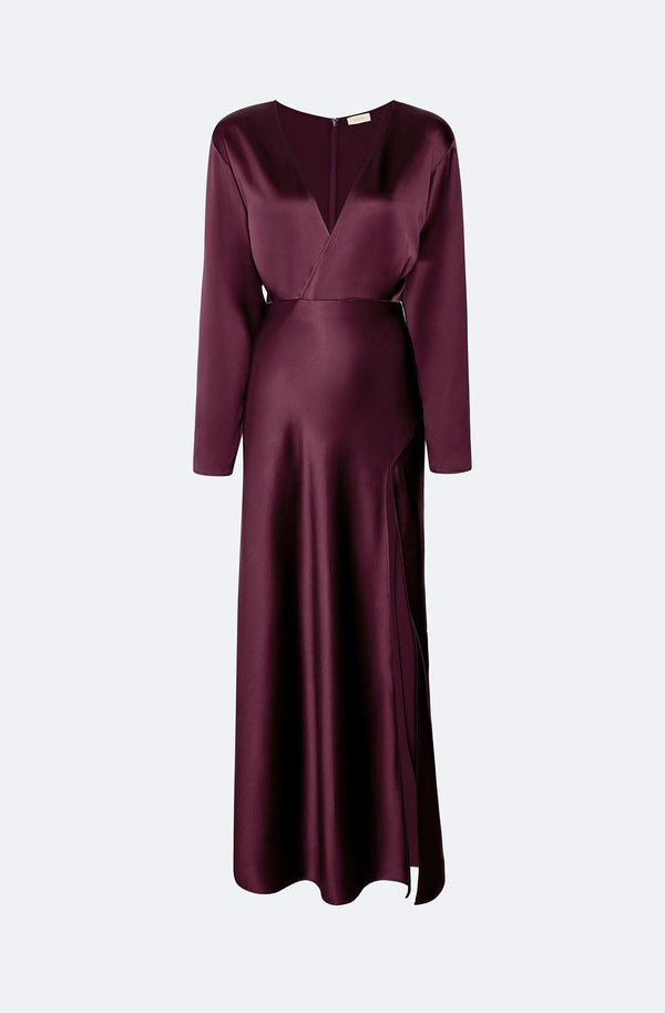 Sally Lapointe Satin V Neck Dress