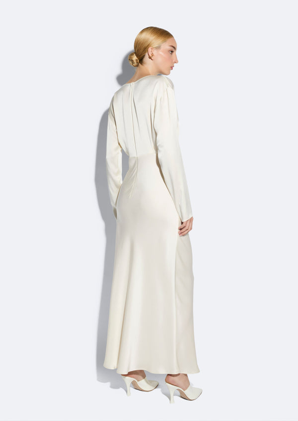 Sally Lapointe Satin V Neck Dress