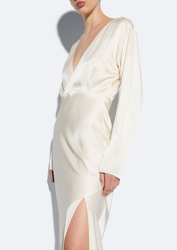 Sally Lapointe Satin V Neck Dress