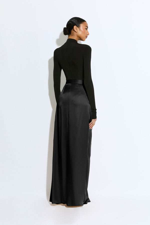 Sally Lapointe Satin Wrap Maxi Skirt