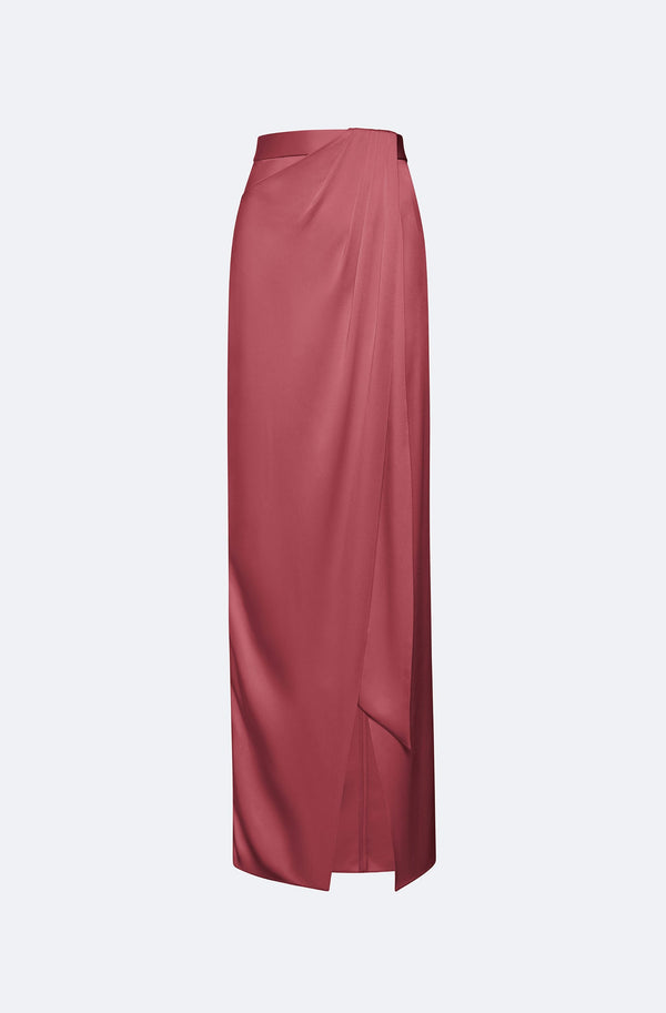 Sally Lapointe Satin Wrap Maxi Skirt