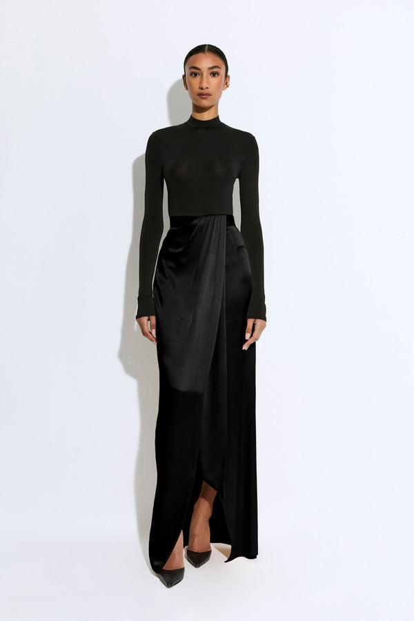 sally lapointe Satin Wrap Maxi Skirt