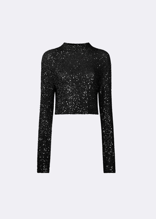 Sally Lapointe Sequin Cashmere Cropped Top