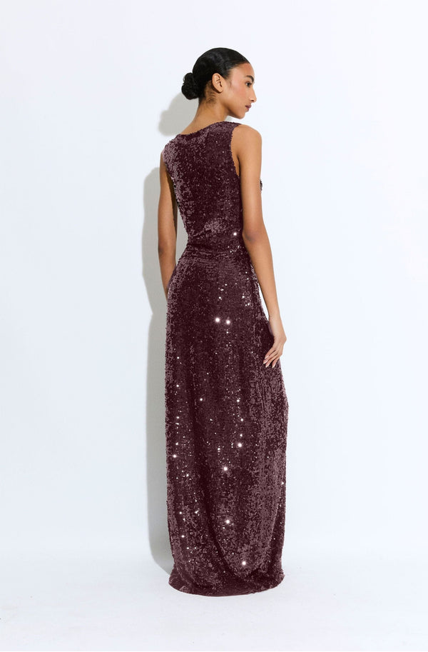 Sally Lapointe Sequin High Waist Slit Maxi Skirt