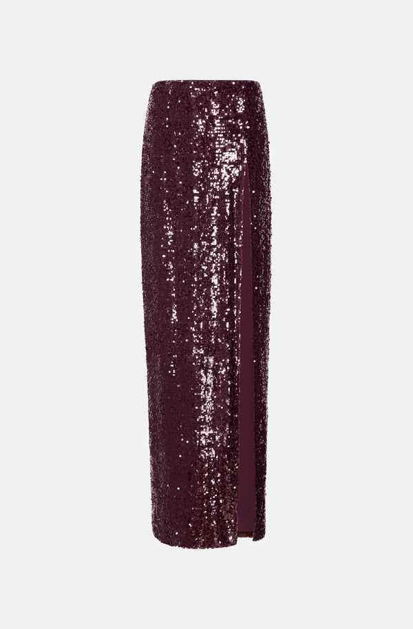 Sally Lapointe Sequin High Waist Slit Maxi Skirt