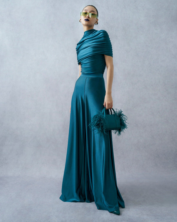 Sally Lapointe Shine Jersey Wide Leg Pant