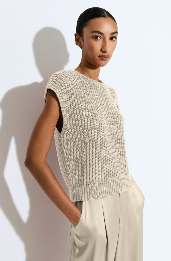 sally lapointe Silk Yarn Sleeveless Crop Sweater