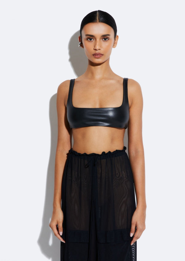 Sally Lapointe Stretch Faux Leather Bra Top