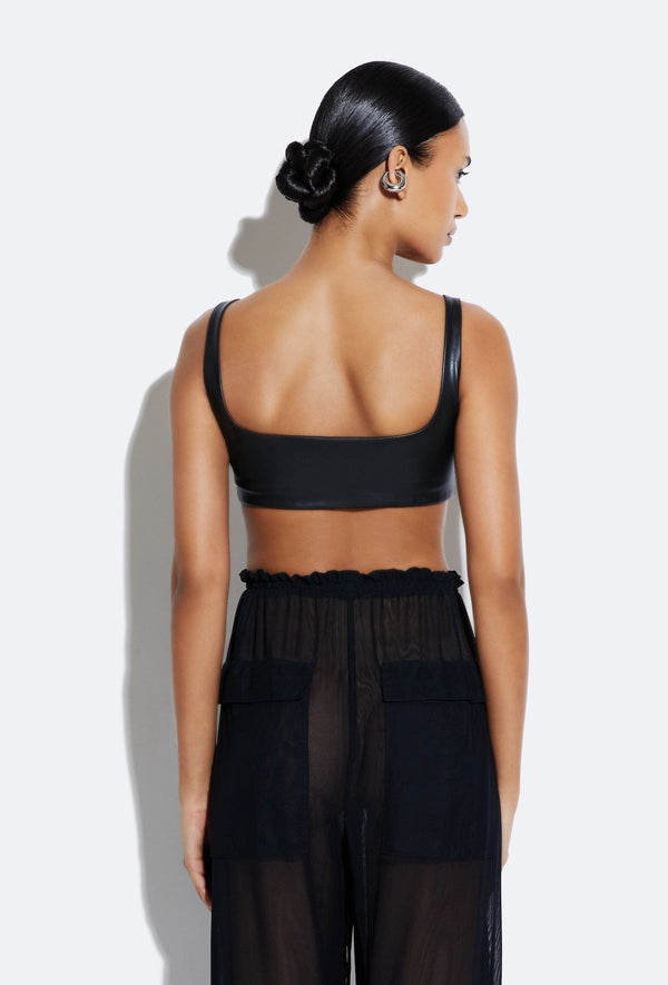 Sally Lapointe Stretch Faux Leather Bra Top