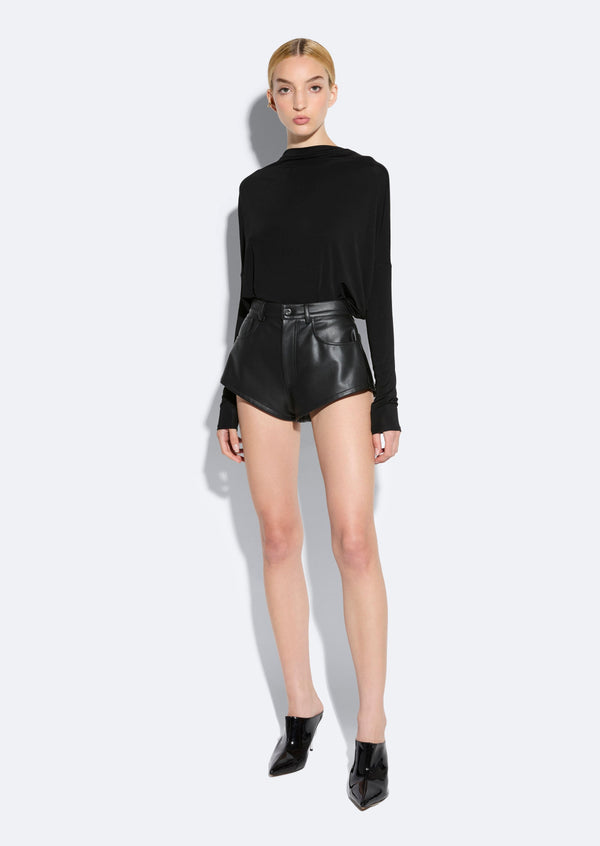 sally lapointe Stretch Faux Leather Mini Short