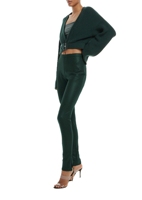 Sally Lapointe Stretch Faux Leather Slit Legging