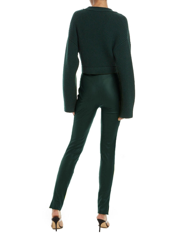 Sally Lapointe Stretch Faux Leather Slit Legging