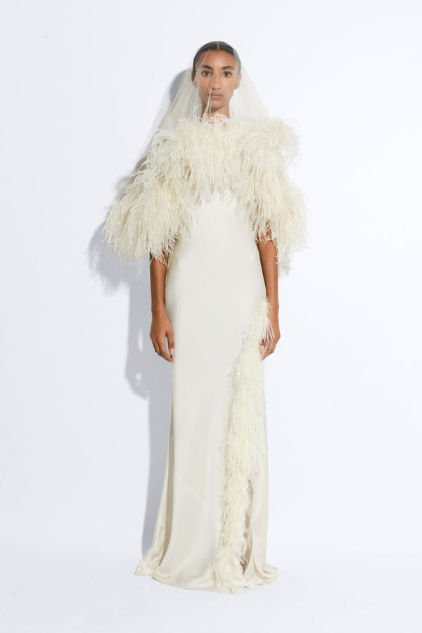 Sally Lapointe Tulle Veil With Feathers