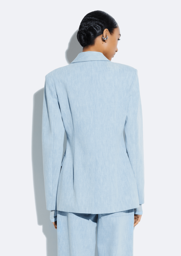 Sally Lapointe Washed Denim Fitted Blazer