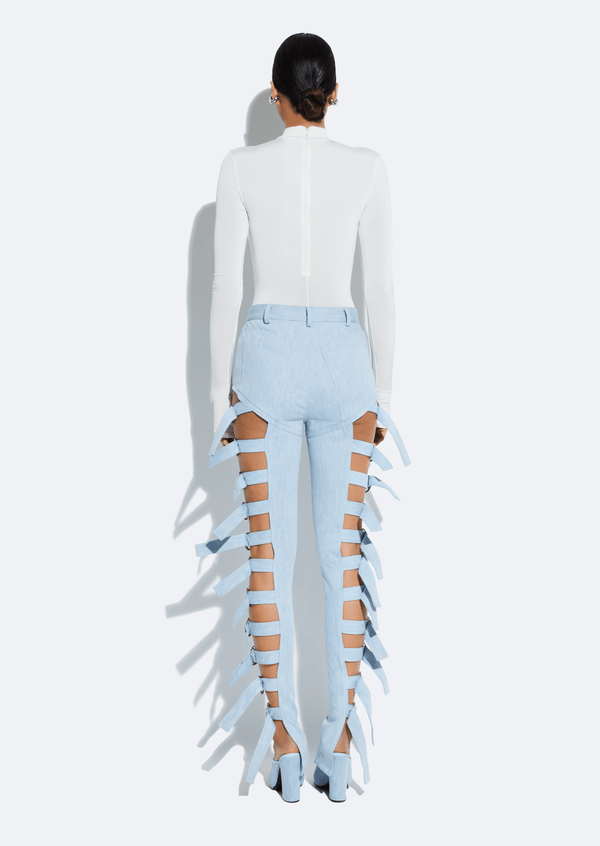 Sally Lapointe Washed Denim Side Buckle Pant