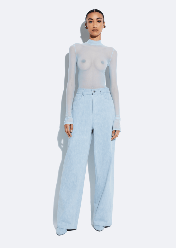 sally lapointe Washed Denim Straight Leg Pant