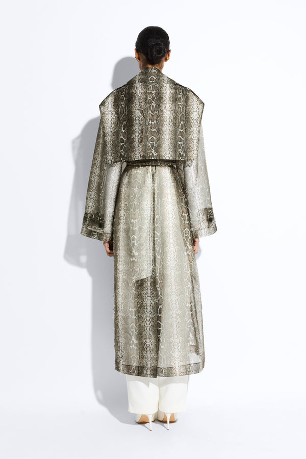 Sally Lapointe Snake Organza Double Breasted Trench