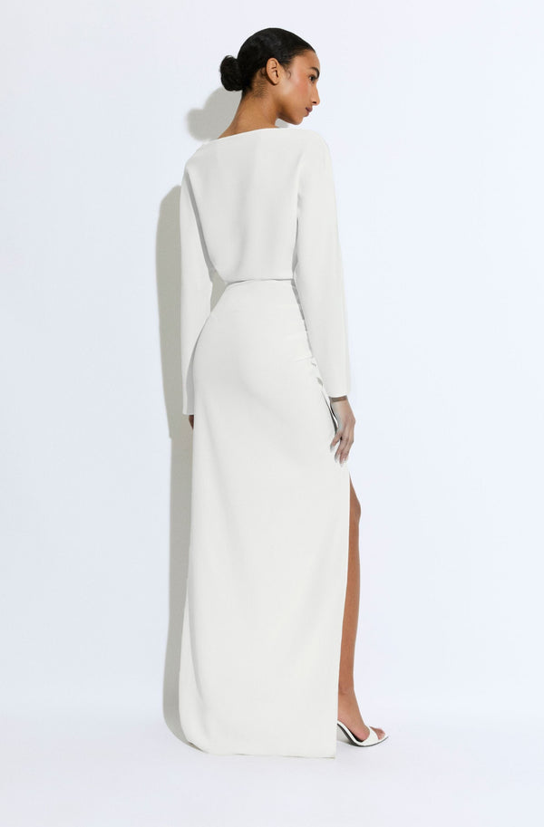 Sally Lapointe Stretch Drape Crepe Off The Shoulder Dress