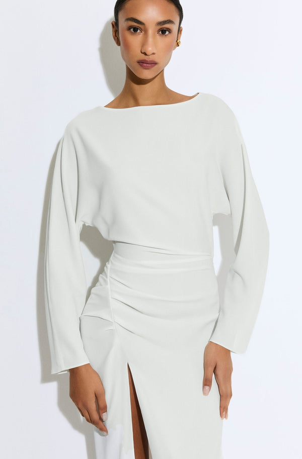 Sally Lapointe Stretch Drape Crepe Off The Shoulder Dress