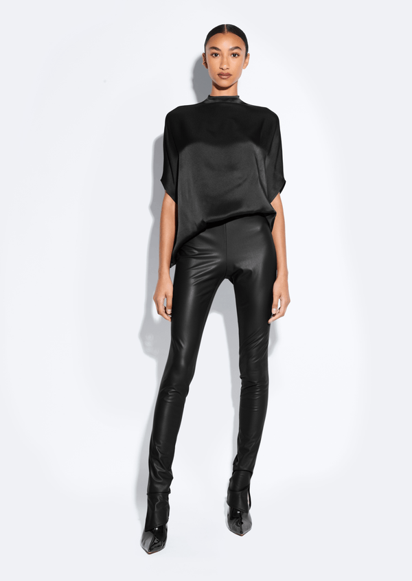 sally lapointe Stretch Faux Leather Split Hem Legging