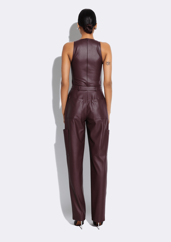 Sally Lapointe Stretch Faux Leather Tapered Trouser