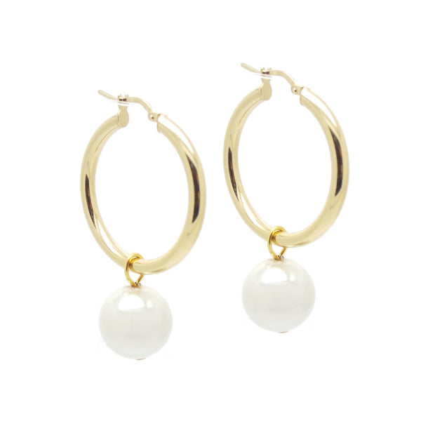 salome designs Bridal Collection Daphne Pearl Hoop Earrings