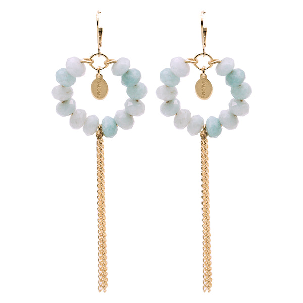 salome designs Bridal Collection Tribal Aquamarine Fringe Earrings