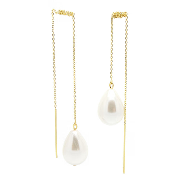 salome designs Girl With A Pearl Threader Earrings - Gold