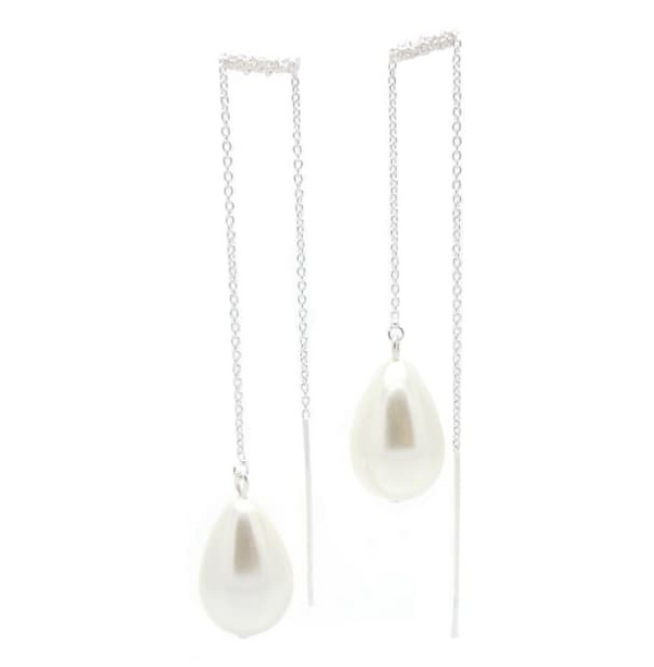 salome designs Girl With A Pearl Threader Earrings - Silver