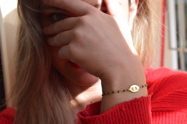 Salome Designs Monogrammed Penelope Malachite Bracelet