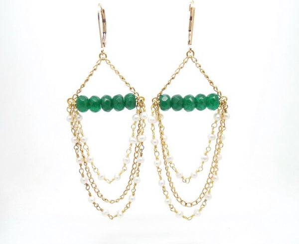salome designs Candy Jade Chandelier Earrings