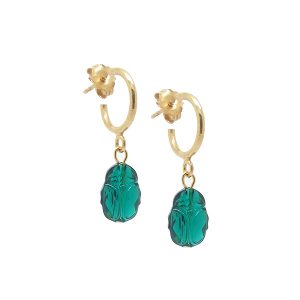 salome designs Emerald Scarab Earrings