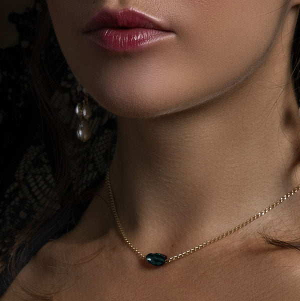 Salome Designs EMERALD SCARAB NECKLACE