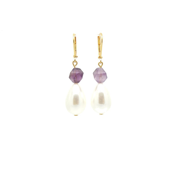salome designs Royal Pearl and Amethyst Earrings
